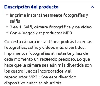 Cámara Instantánea Infantil Rosa