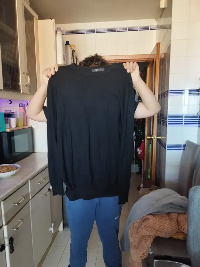 Camiseta manga larga hombre negra