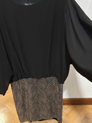 Vestido fiesta Bella & Bess negro falda plateada M