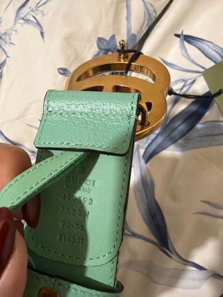 Cinturón Gucci GG Dorado y Verde Menta