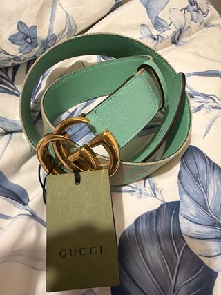Cinturón Gucci GG Dorado y Verde Menta