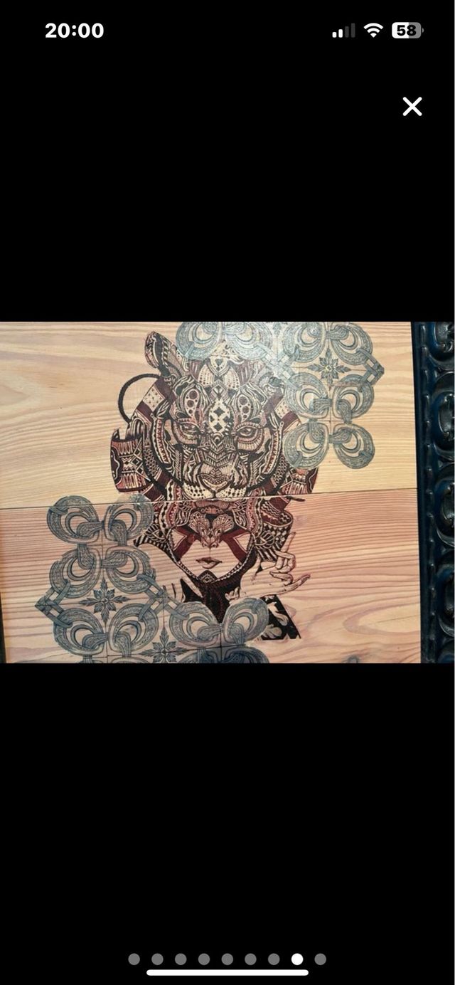 Cuadro Madera Labrada Tigre y Mujer