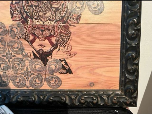 Cuadro Madera Labrada Tigre y Mujer