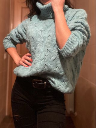 Jersey cuello alto Made in Italy lana S