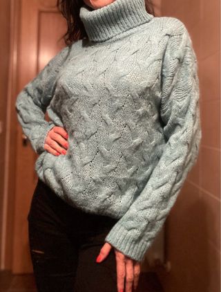 Jersey cuello alto Made in Italy lana S