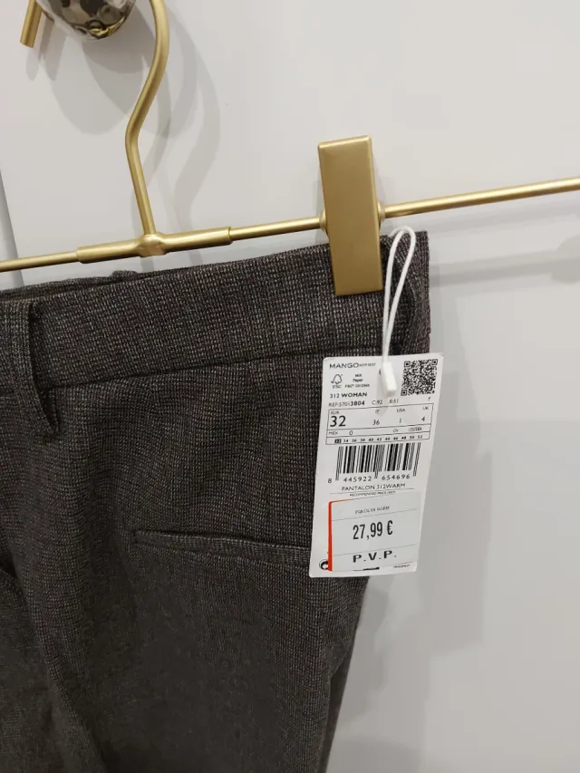 Pantalón Mango Marrón y Gris