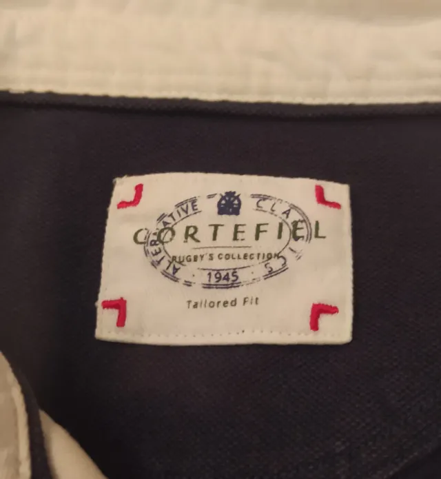 Polo manga larga Cortefiel azul y blanco