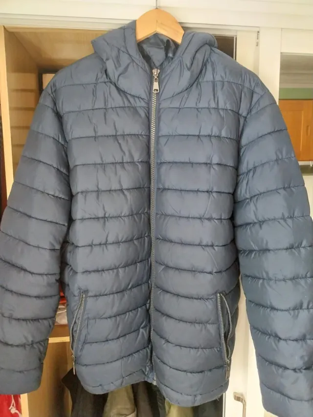 Abrigo acolchado gris azulado talla XXL