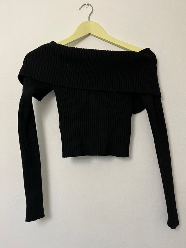 Bershka Suéter Negro Cremallera Talla M