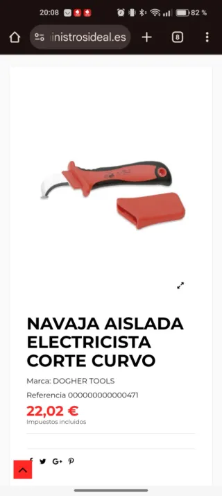 Navaja electricista aislada corte curvo