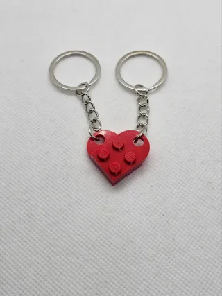 Portachiavi artigianali a cuore Rosso con Lego
