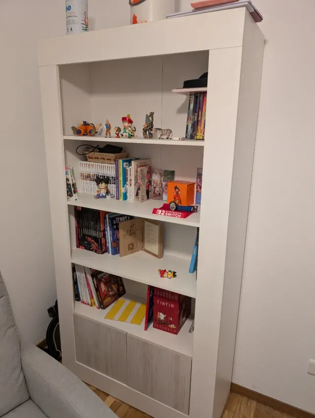 Librería blanca y madera