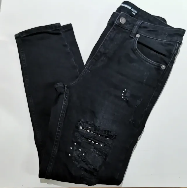 Pantalón The Kooples Talla 36 Negro Roto Perlas