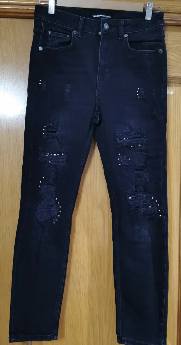 Pantalón The Kooples Talla 36 Negro Roto Perlas