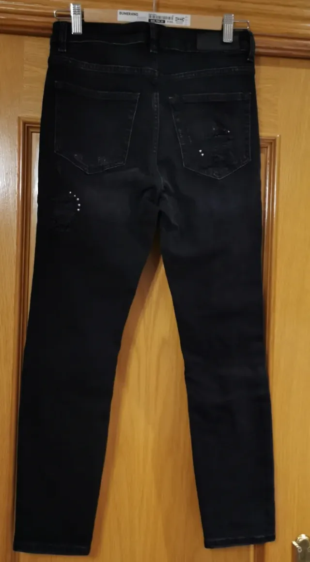 Pantalón The Kooples Talla 36 Negro Roto Perlas