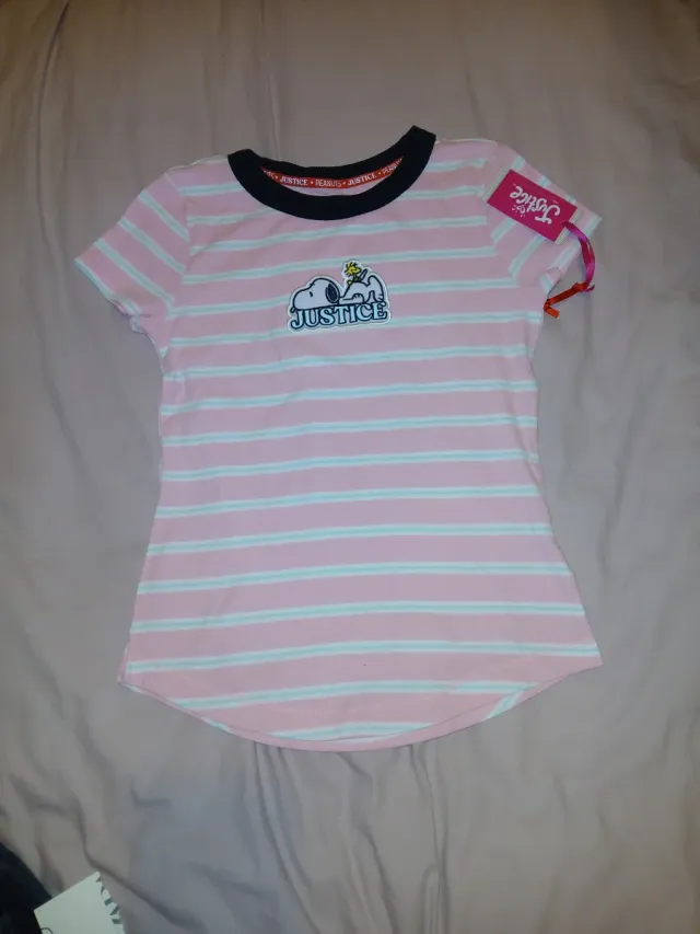 Camiseta Justice Rayas Snoopy tamanho M ou XL