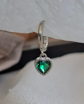 Pendientes Plata Corazón Verde