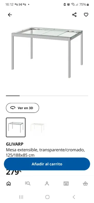 Mesa comedor IKEA extensible cristal y acero