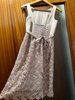 Vestido fiesta boda encaje perlas talla M