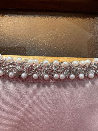 Vestido fiesta boda encaje perlas talla M