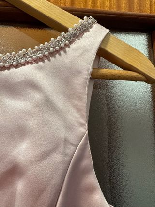 Vestido fiesta boda encaje perlas talla M