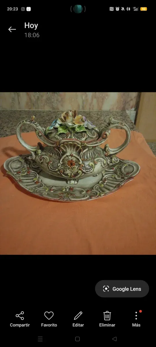 Sopera vintage cerámica floral