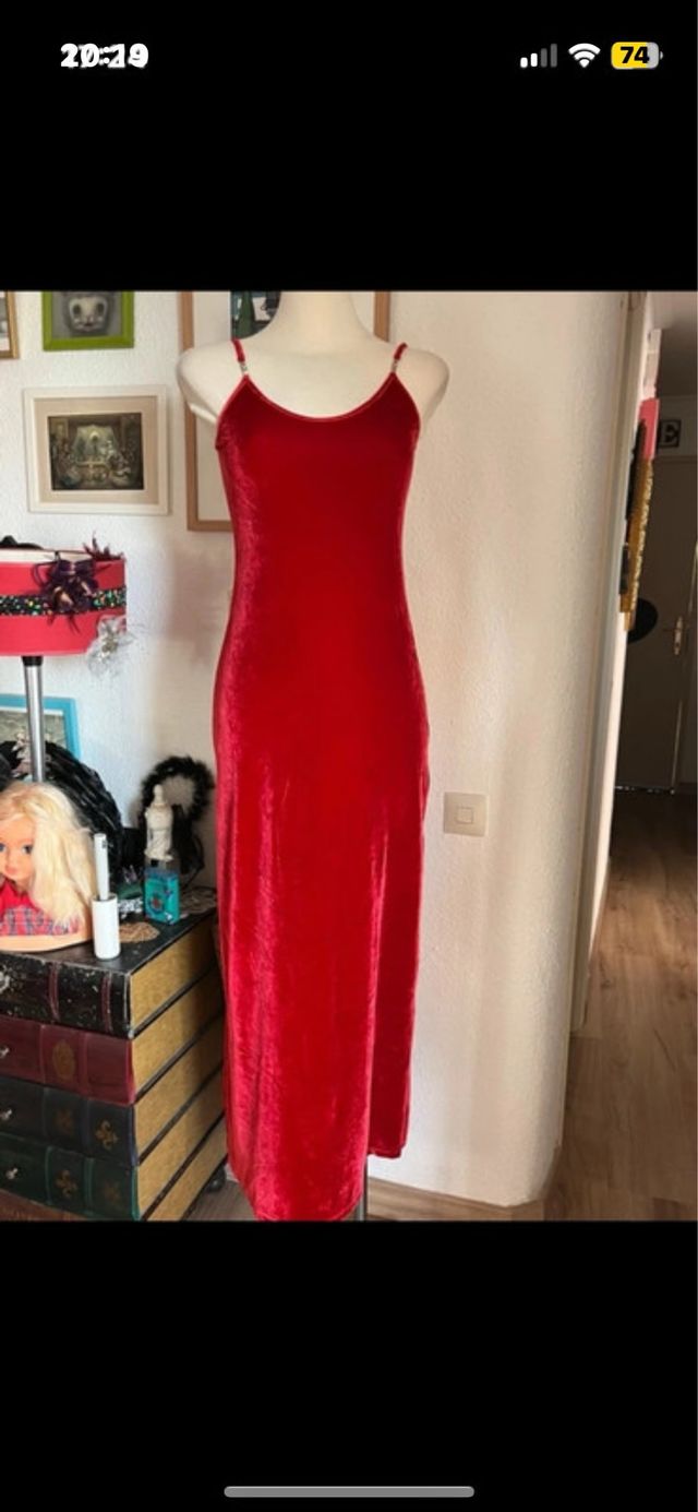 Vestido largo rojo tirantes elástico