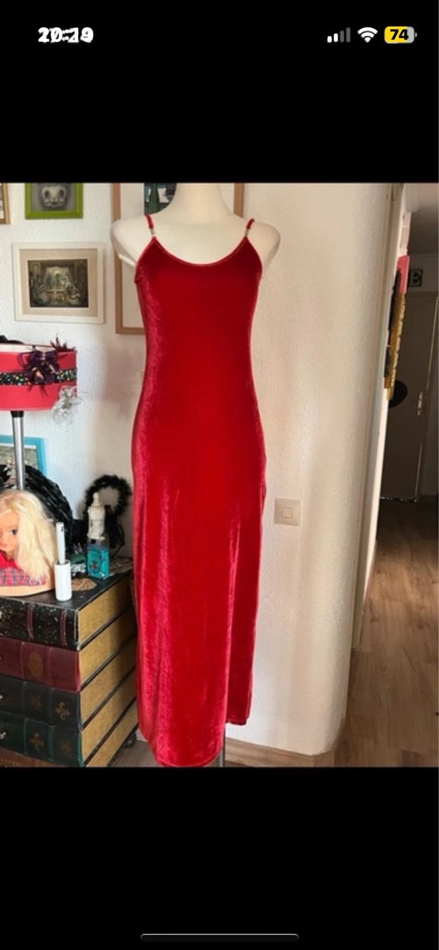 Vestido largo rojo tirantes elástico