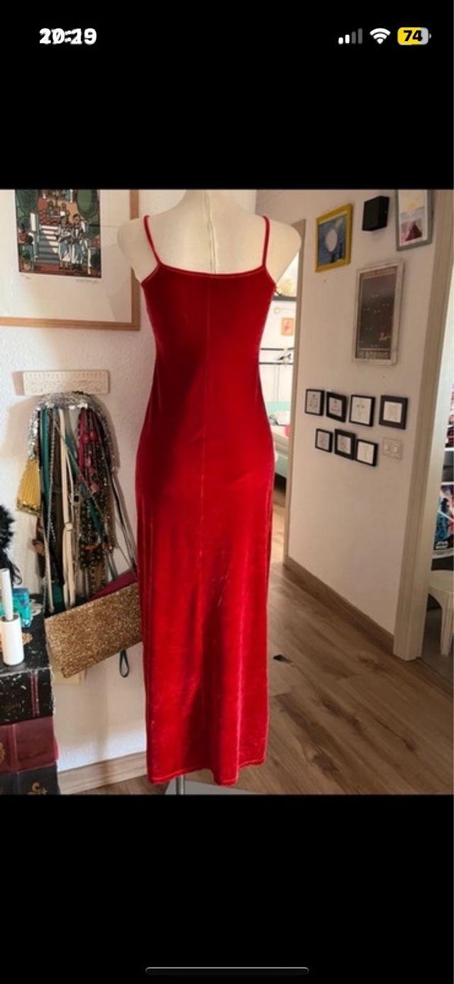 Vestido largo rojo tirantes elástico