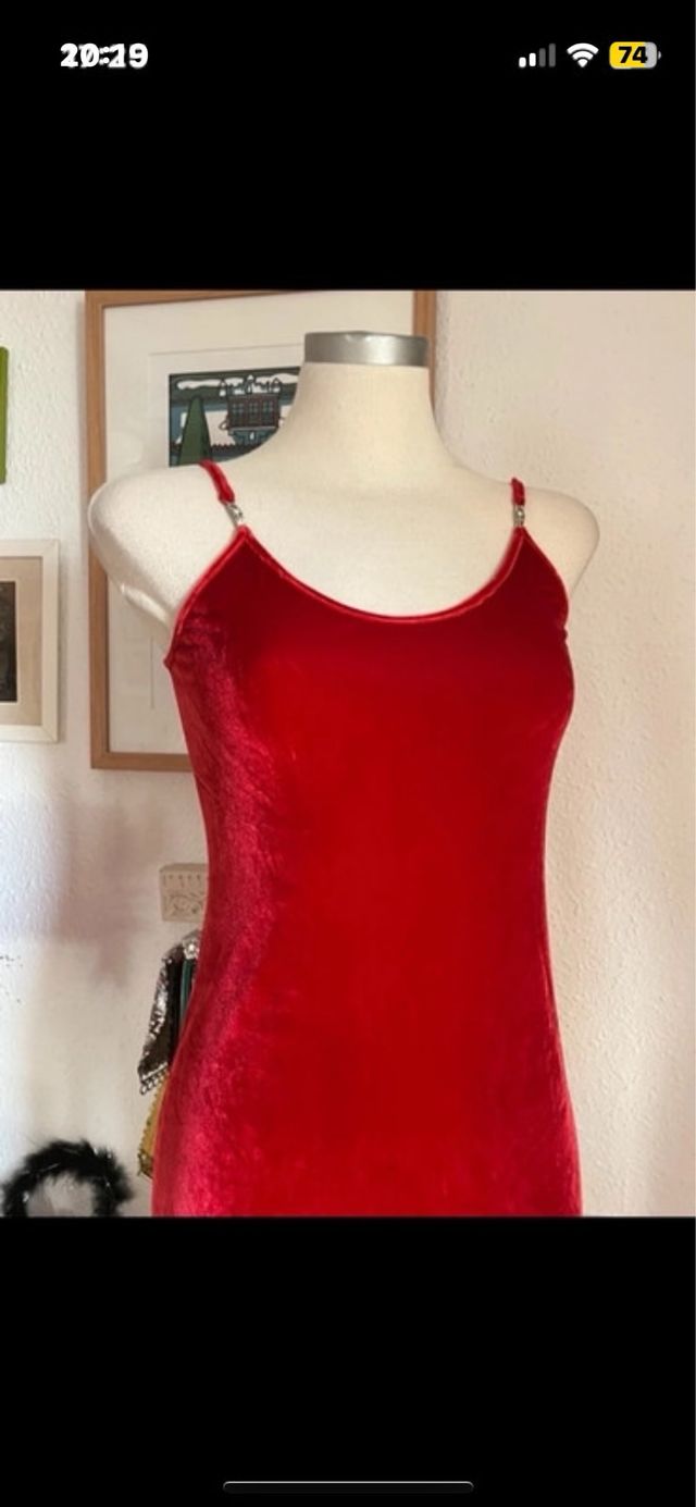 Vestido largo rojo tirantes elástico