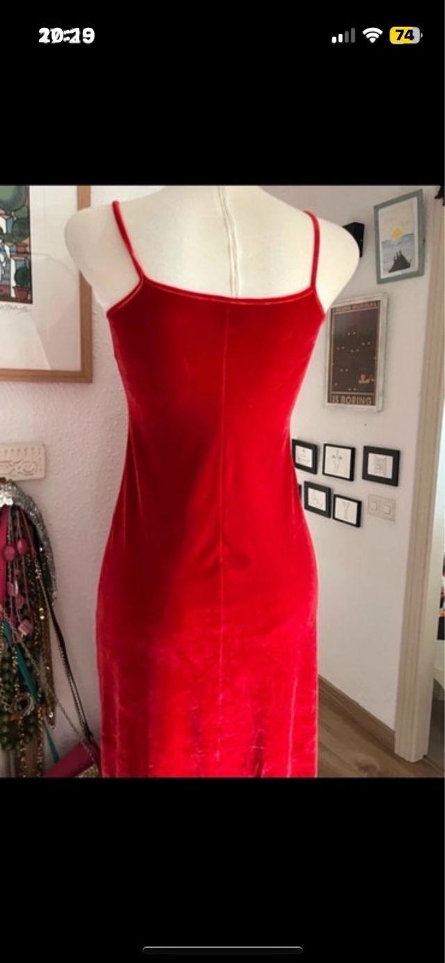 Vestido largo rojo tirantes elástico