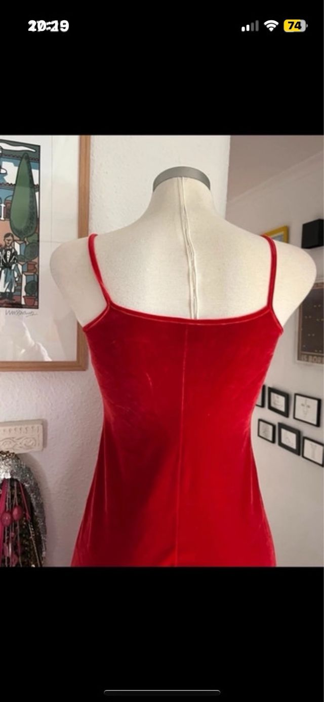 Vestido largo rojo tirantes elástico