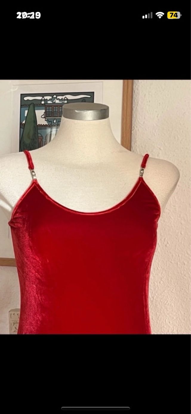 Vestido largo rojo tirantes elástico