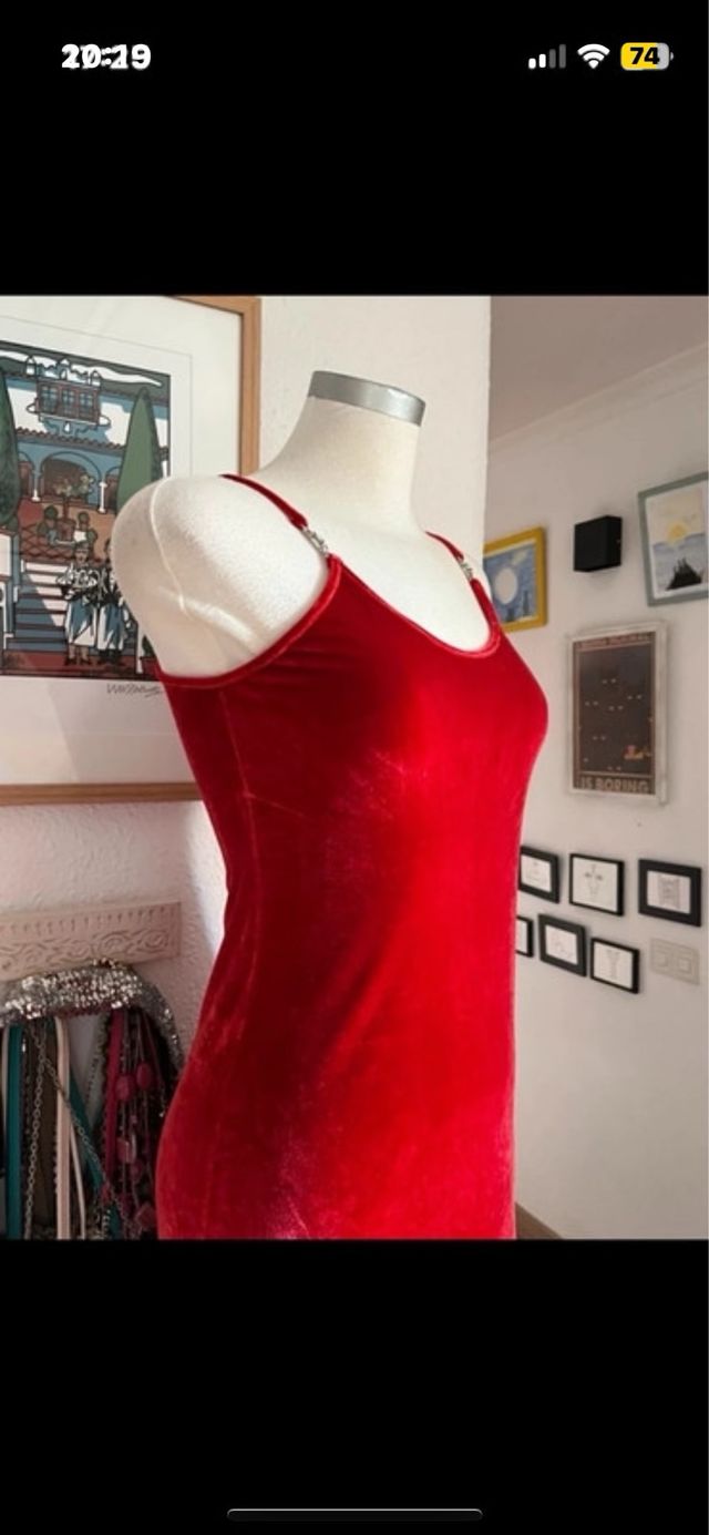 Vestido largo rojo tirantes elástico