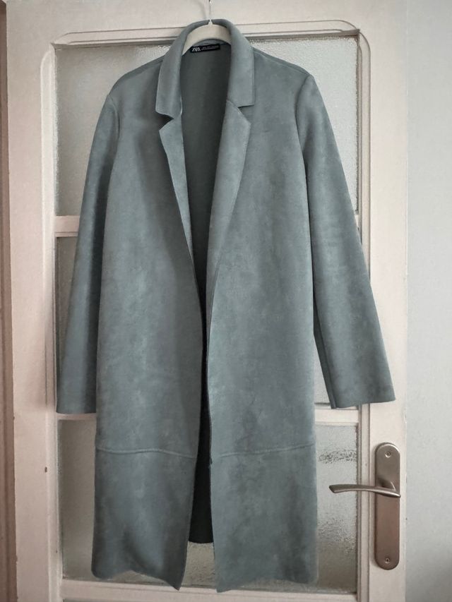 Abrigo Zara Antelina Azul Turquesa Talla S