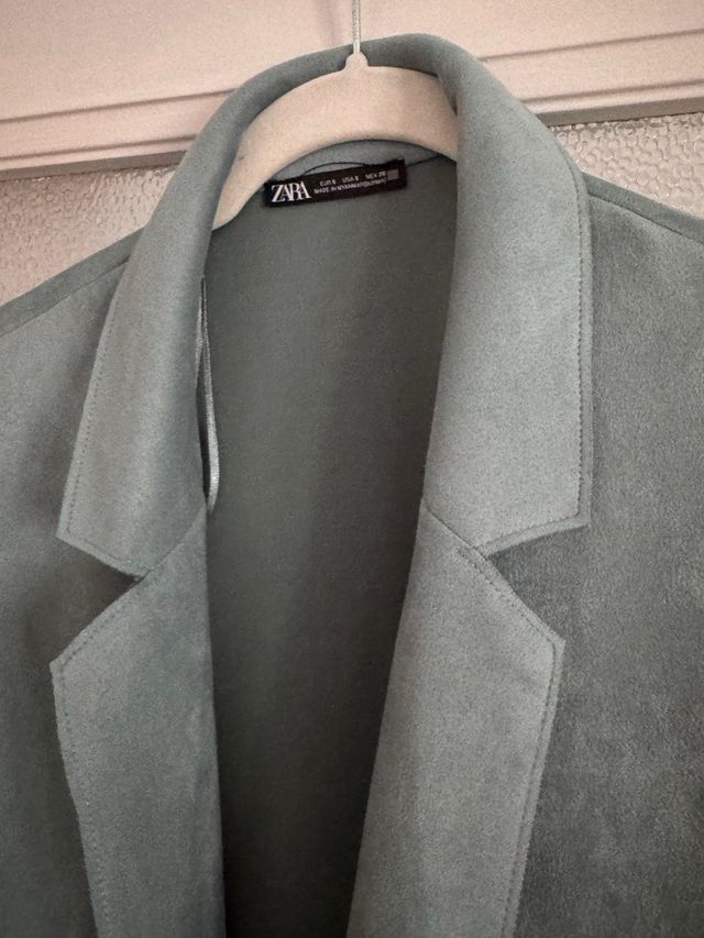 Abrigo Zara Antelina Azul Turquesa Talla S