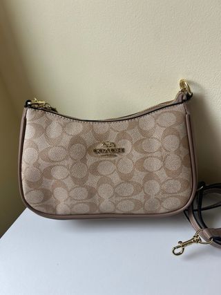 Mala Coach castanha com alça de corrente