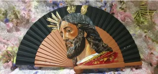 Abanico pintado a mano Jesús del Rescate