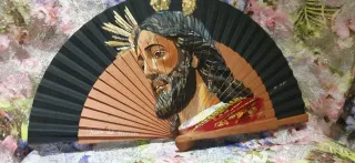 Abanico pintado a mano Jesús del Rescate