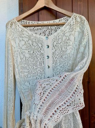 Cardigan Cotone Traforato Bottoni Madreperla