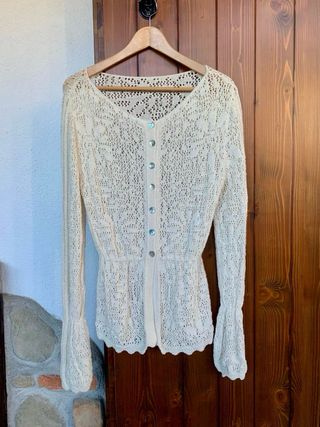 Cardigan Cotone Traforato Bottoni Madreperla
