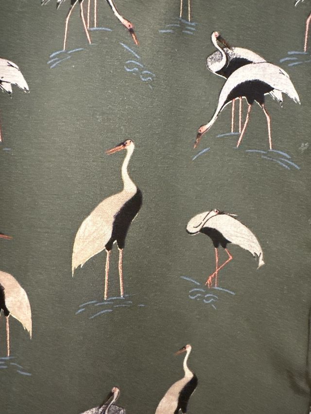 Camisa verde con estampado de grullas