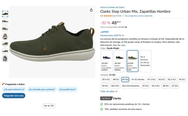 Clarks Step Urban Mix Verde Talla 41