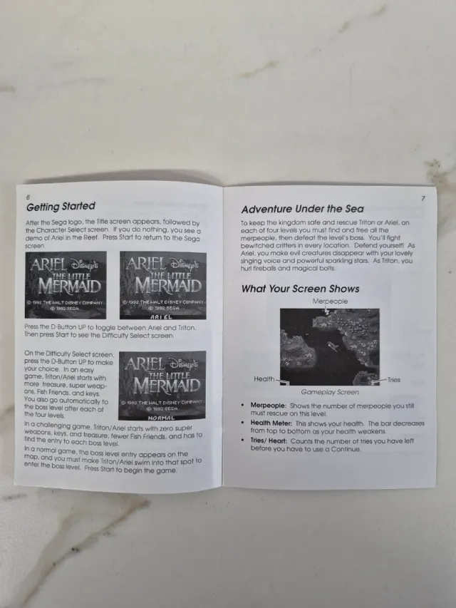 Manual Ariel The Little Mermaid Sega Game Gear