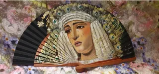 Abanico pintado a mano Virgen Esperanza de triana