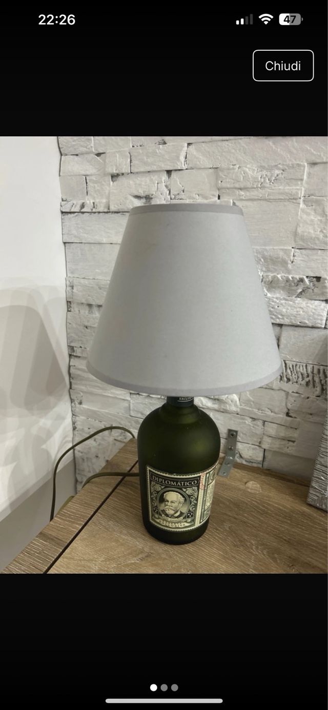 Lampada Design Bottiglia Rum Diplomatico