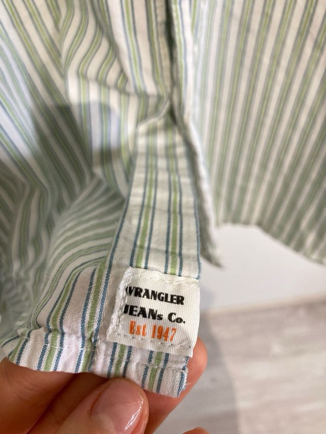 Wrangler Camicia Uomo XL Oversize Righe Verdi Blu