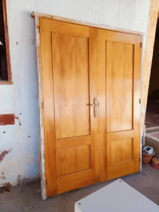 Puerta doble madera pino maciza premarco