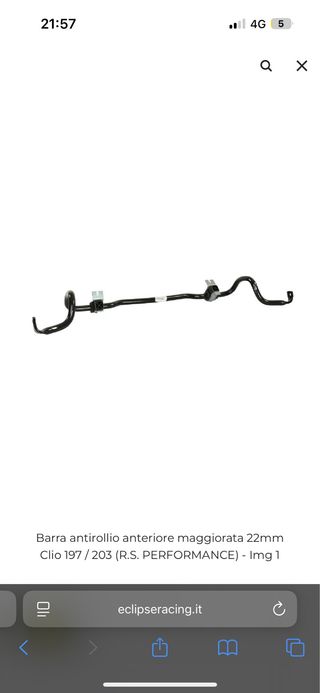 Barra stabilizzatrice anteriore Clio 22mm