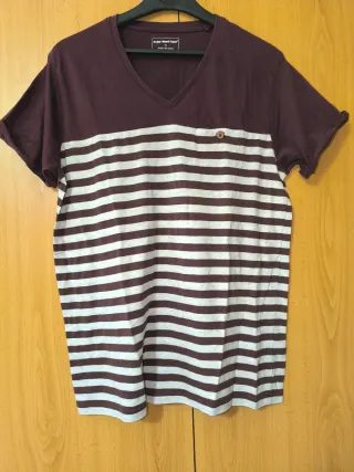 Camiseta hombre Rayas burdeos y Blanca